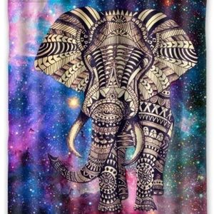 Unique Space Elephant Doodle Shower Curtain